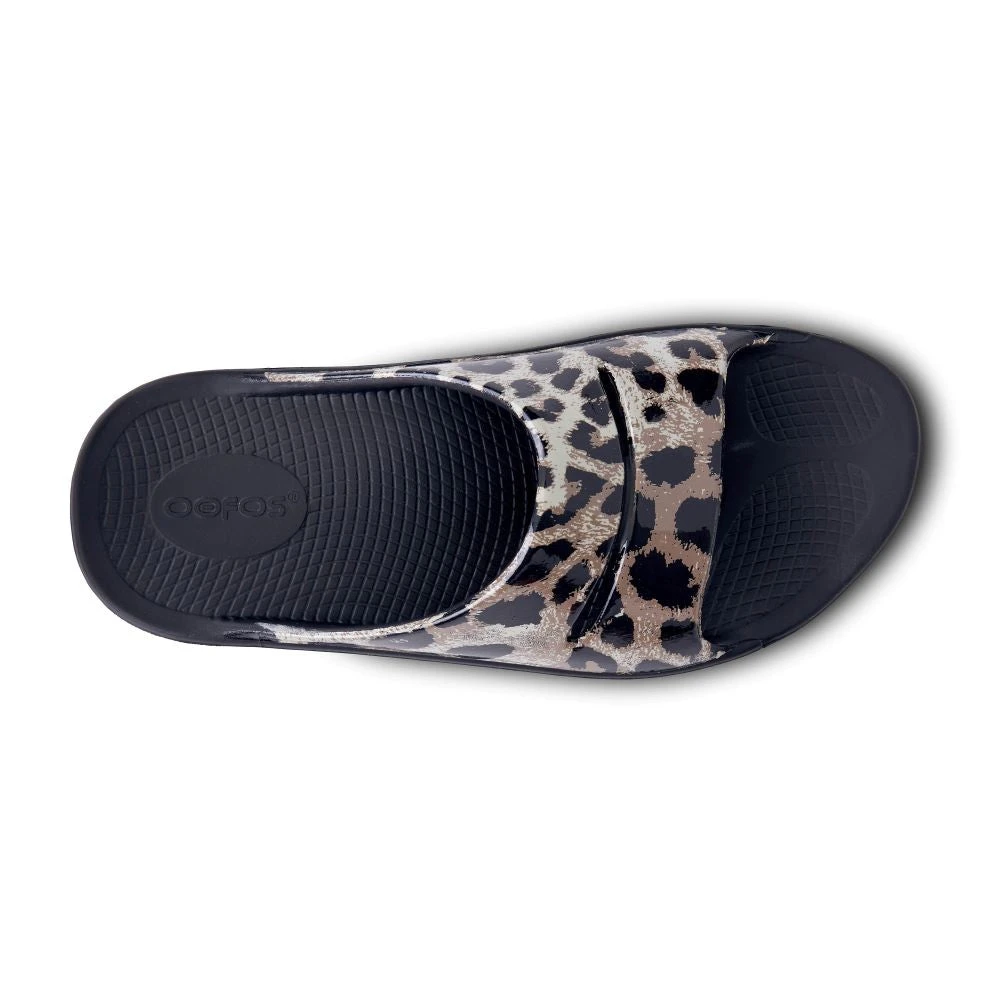 'OOFOS' Women's OOahh Slide Limited Edition - Black / Cheetah 4 'OOFOS' Women's OOahh Slide Limited Edition - Black / Cheetah - Image 2