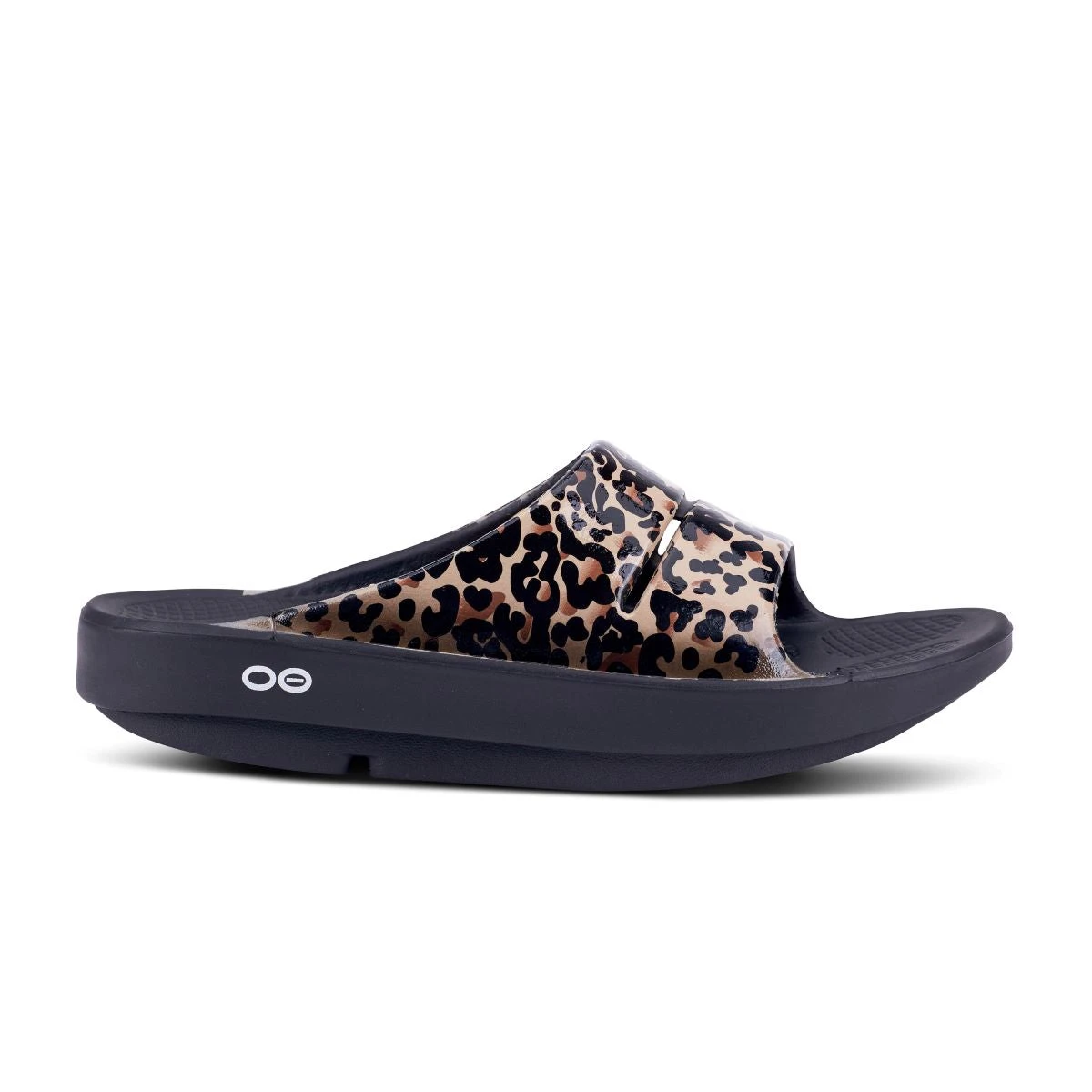 'OOFOS' Women's OOahh Slide Limited Edition - Black / Leopard 3 'OOFOS' Women's OOahh Slide Limited Edition - Black / Leopard