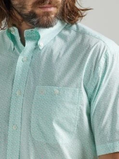 Wrangler 'George Strait' Men's Print Relaxed Fit Button Down - Mint Paisley -Sports Shop 112324895 ALT2 1024x1024@2x