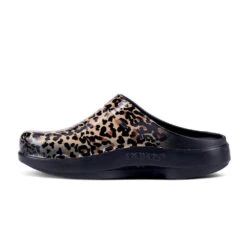'OOFOS' Women's OOcloog Luxe Pixel Clog - Black / Black Leopard -Sports Shop 1203BLKLEOPRD shot4 1024x1024@2x
