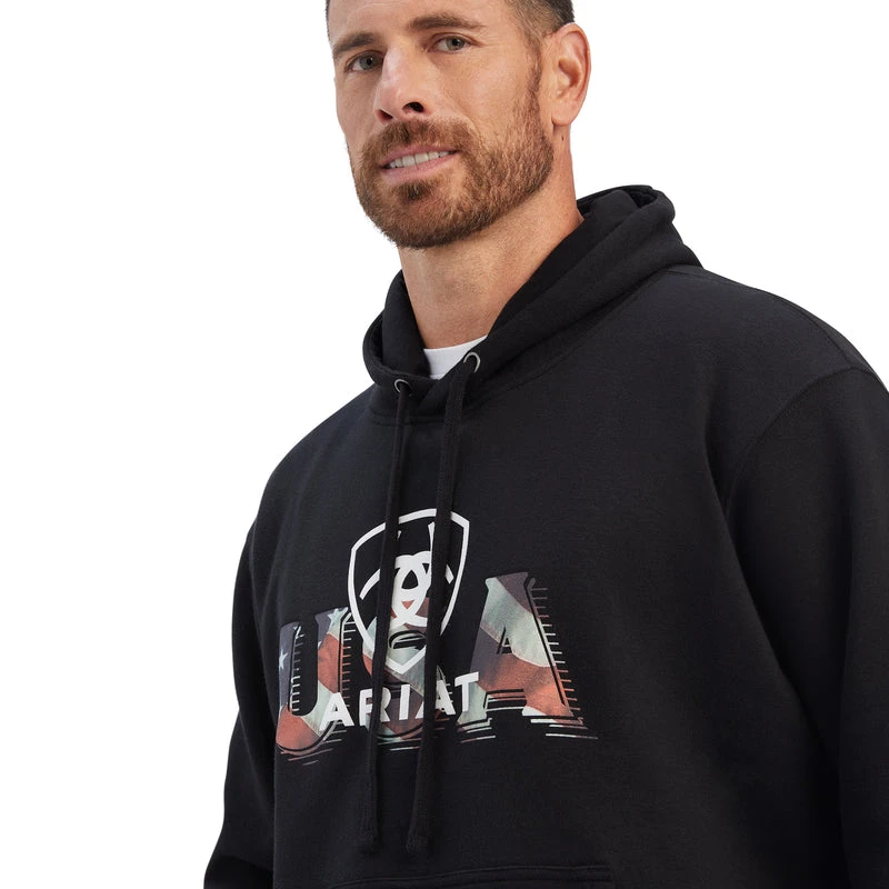 'Ariat' Men's USA Proud Hoodie - Black 4 'Ariat' Men's USA Proud Hoodie - Black - Image 2