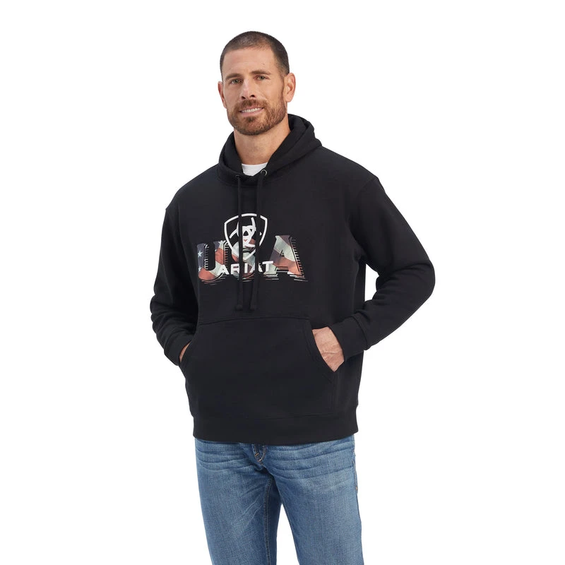 'Ariat' Men's USA Proud Hoodie - Black 3 'Ariat' Men's USA Proud Hoodie - Black