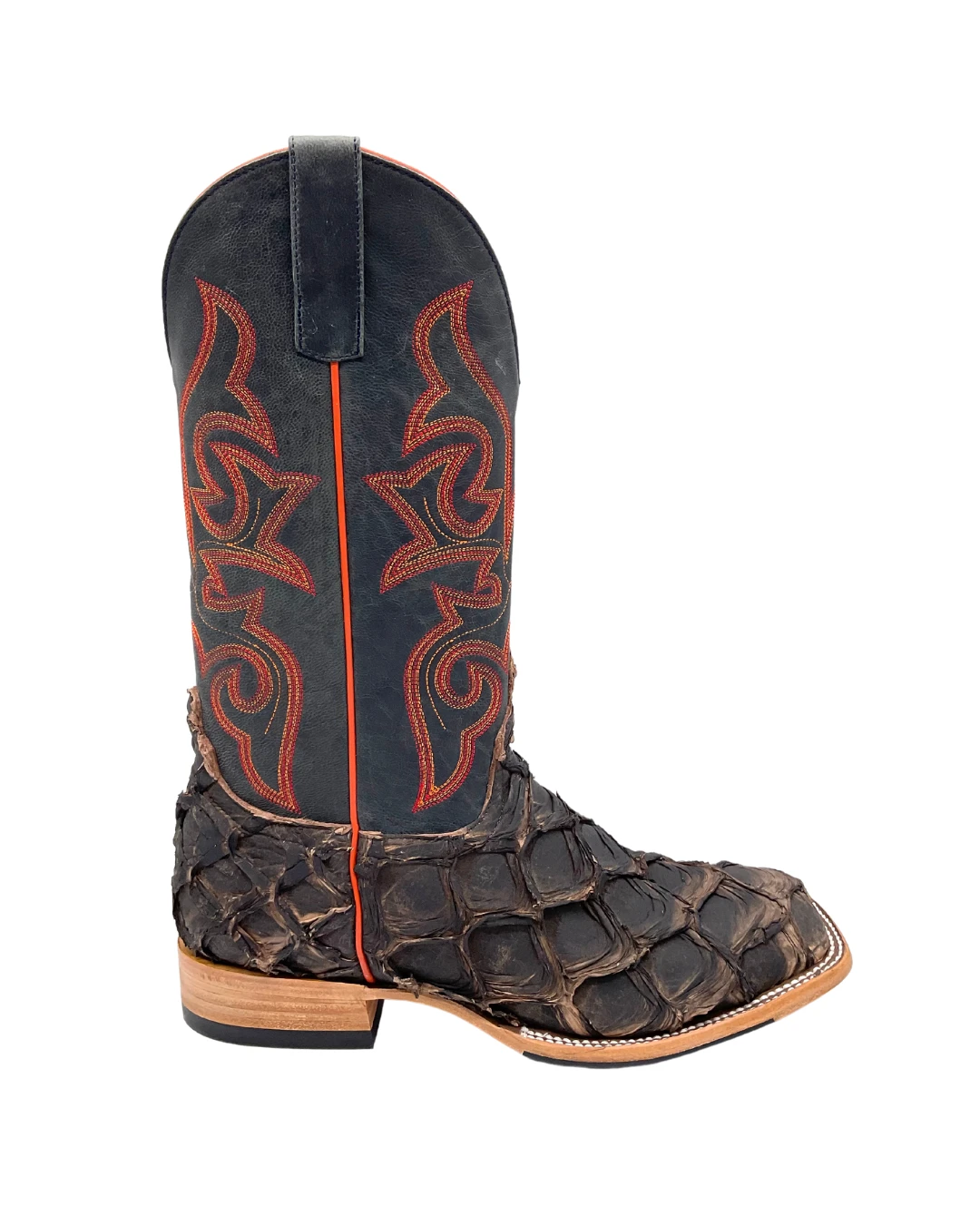 'Anderson Bean' Men's 13" HorsePower Top Hand Big Bass Square Toe - Pirarucu / Royal Blue Mad Dog 3 'Anderson Bean' Men's 13" HorsePower Top Hand Big Bass Square Toe - Pirarucu / Royal Blue Mad Dog