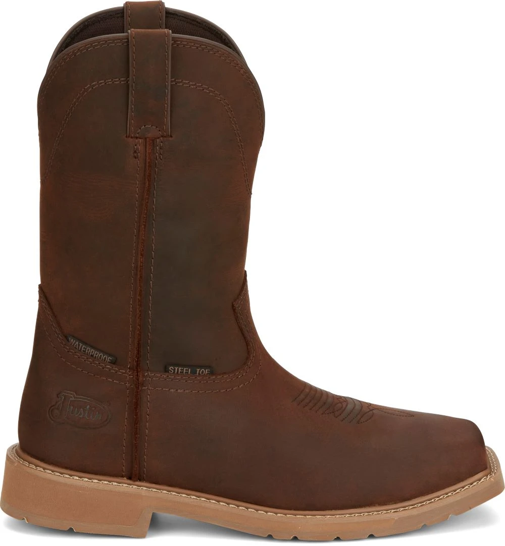 'Justin' Men's 11" Buster Water Buffalo EH WP Steel Toe - Pecan Brown 2 'Justin' Men's 11" Buster Water Buffalo EH WP Steel Toe - Pecan Brown