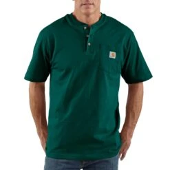 'Carhartt' Men's Pocket Short Sleeve Workwear Henley Tee - Hunter Green