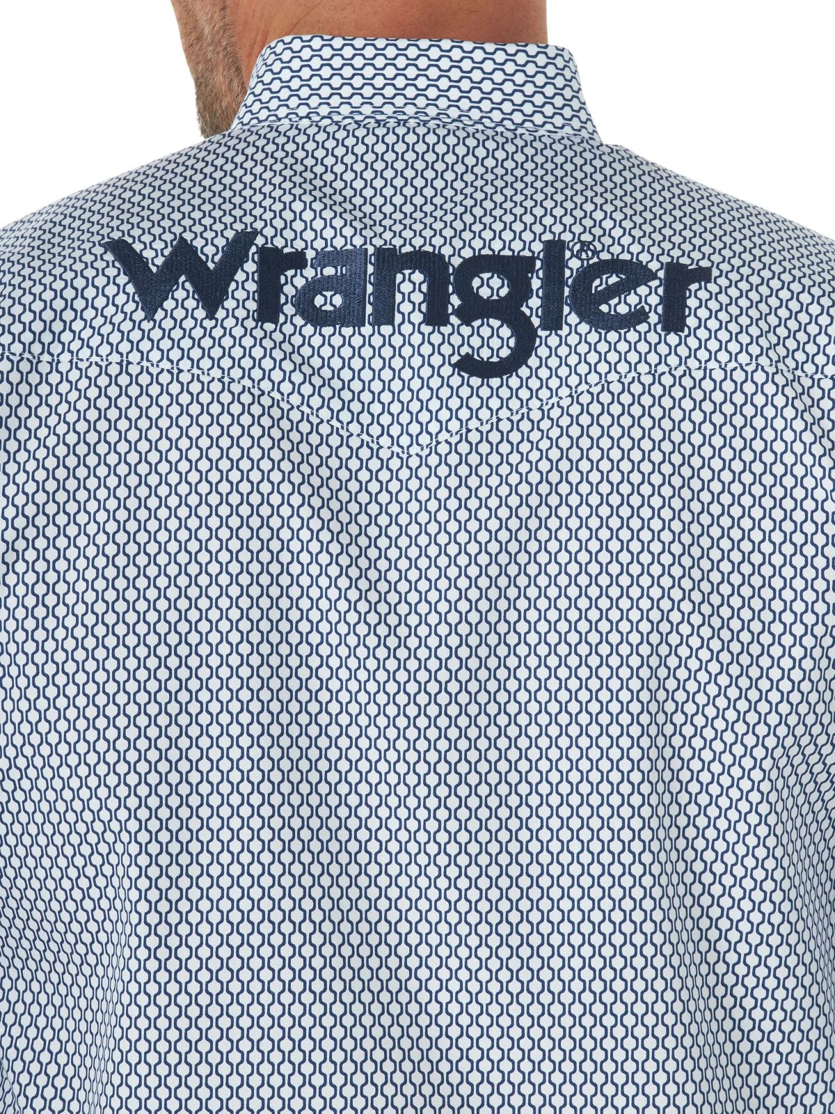 'Wrangler' Men's Logo Western Button Down - Blue 7 'Wrangler' Men's Logo Western Button Down - Blue - Image 5