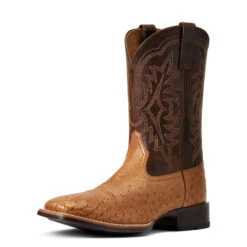 'Ariat' Men's 11" Night Life Ultra Western Square Toe - Ranger Smooth Quill Ostrich / Beam Brown -Sports Shop S22 MNS WEST 10040345 3 4 front 1024x1024@2x