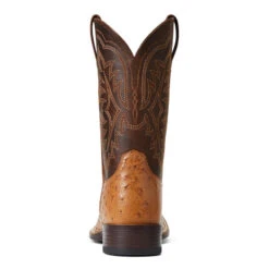 'Ariat' Men's 11" Night Life Ultra Western Square Toe - Ranger Smooth Quill Ostrich / Beam Brown -Sports Shop S22 MNS WEST 10040345 heel 1024x1024@2x