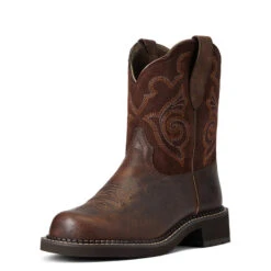 'Ariat' Women's 8" Fatbaby Heritage Tess Western Round Toe - Forest Brown / Jamocha -Sports Shop S22 WMS WEST 10040264 3 4 front 1024x1024@2x