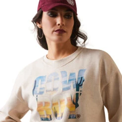 'Ariat' Women's Cowboy Crew Sweater - Oatmeal Heather 7 'Ariat' Women's Cowboy Crew Sweater - Oatmeal Heather -Sports Shop S23 WMS WEST 10043660 detail01 1024x1024@2x