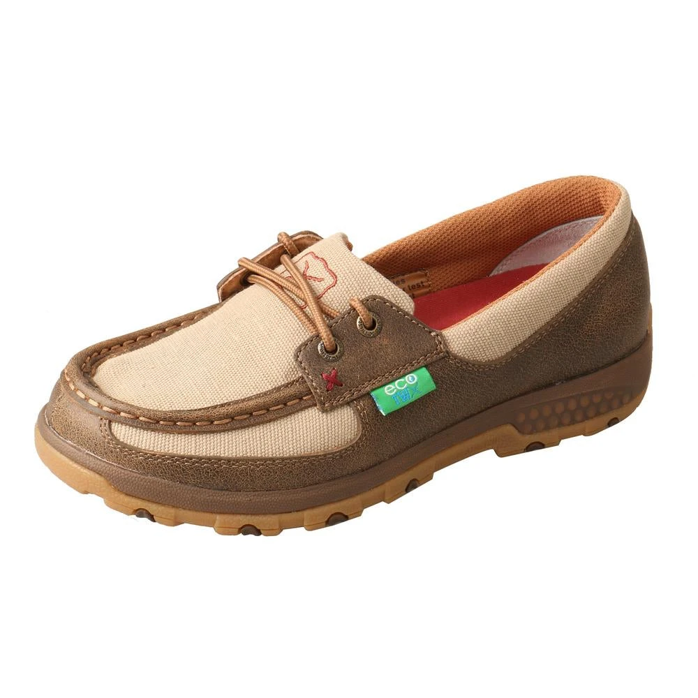 'Twisted X' Women's CellStretch Boat Shoe Driving Moc - Bomber / Khaki 3 'Twisted X' Women's CellStretch Boat Shoe Driving Moc - Bomber / Khaki